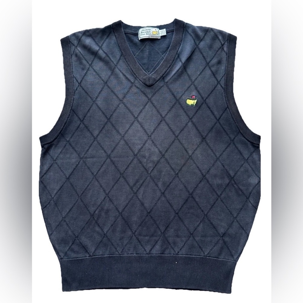 Masters Golf Augusta National Golf Shop  Silk Sweater Vest Men’s Size L Black